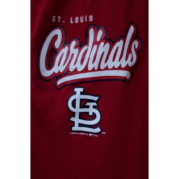 Campus Lifestyle ST Louis Cardinal Teens Medium Red Spellout 1/4 Button Jersey - Picture 2 of 10
